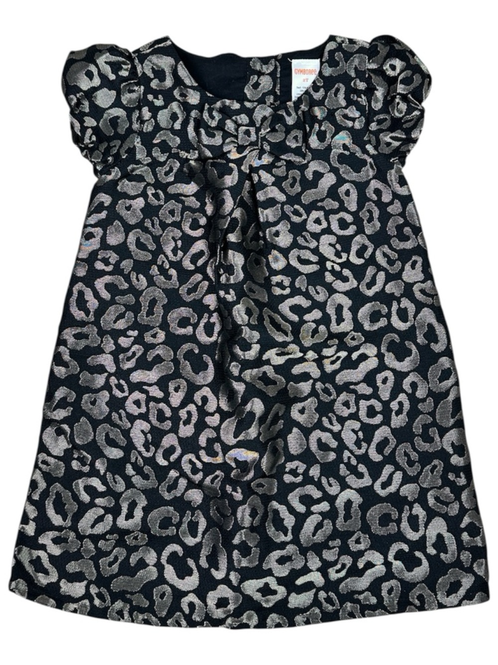 Gymboree Black & Gold Leopard Print Jacquard Dress